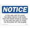 Signmission OSHA Sign, If You Are Last To Leave Area Check, 10in X 7in Aluminum, 7" W, 10" L, Landscape OS-NS-A-710-L-13622 - alternate 1